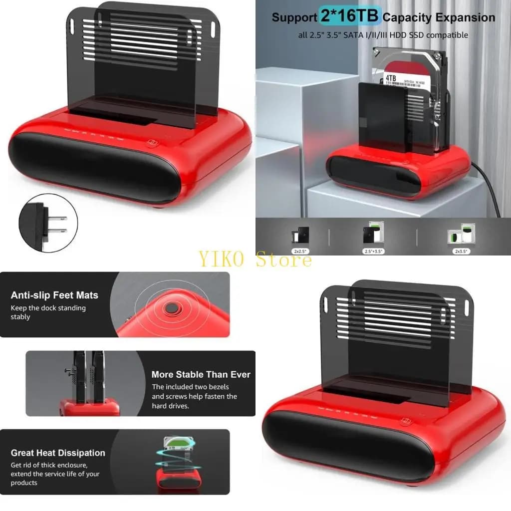 K32C Docking Station per HDD USB a Disco SSD da 2,5/3,5 pollici HDD Dock 2 alloggiamenti per dischi rigidi Cloni