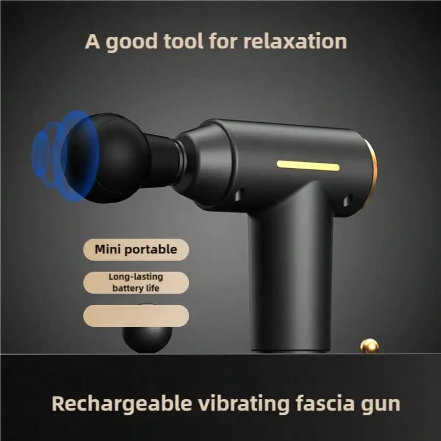 1pc Portable Rechargeable Body Massage Gun, Adjustable Speed, Ergonomic Handle, For Muscle Relaxation, Durable Plastic Design, Compact Massager, Muscle Massage Device, Fashionable Equipment, Adjustable Settings, 500mAh