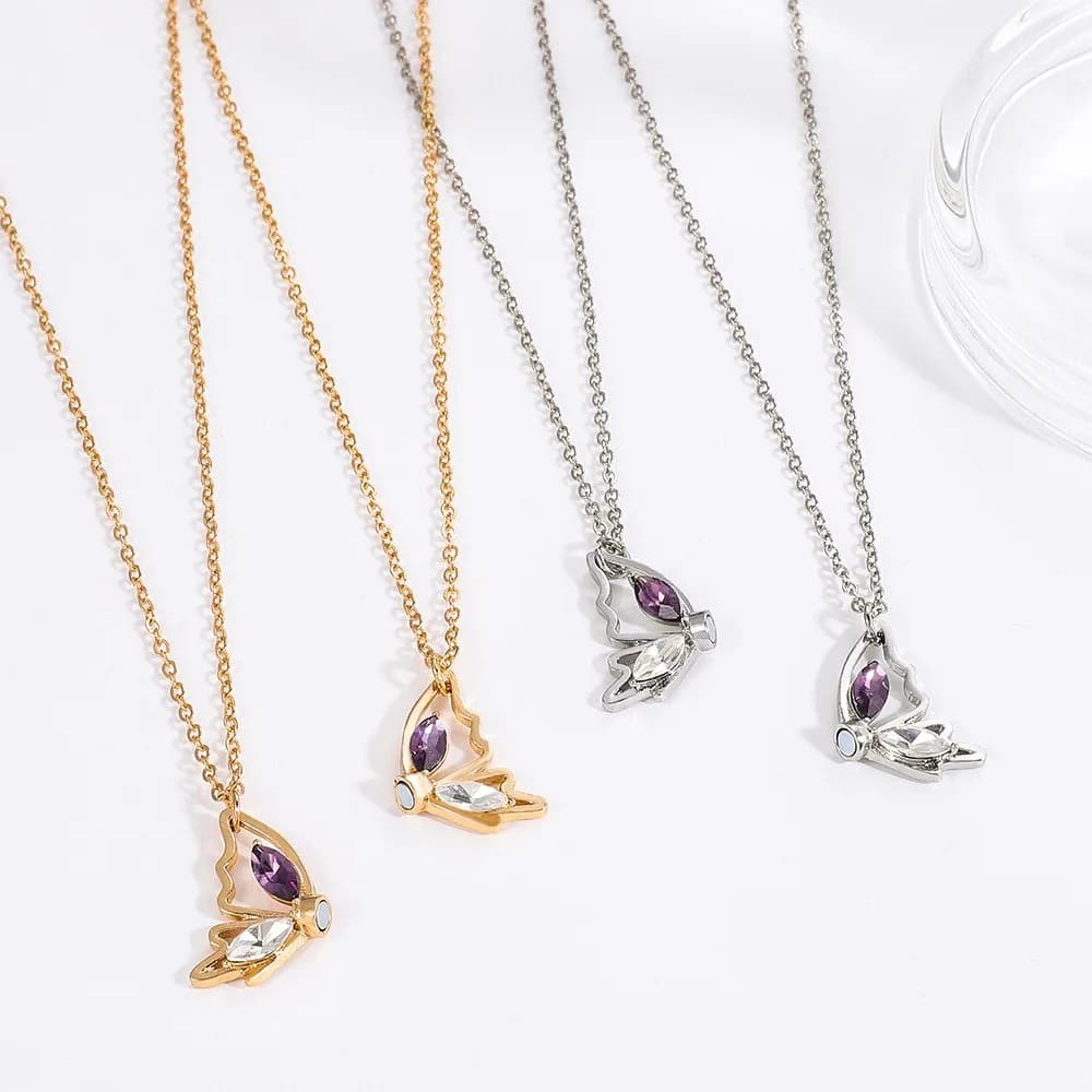 Sweet Heart Pendant Butterfly Magnetic Necklace Ins Magnet Best Friend Necklace Golden Fashion Butterfly Bracelet Set Gift