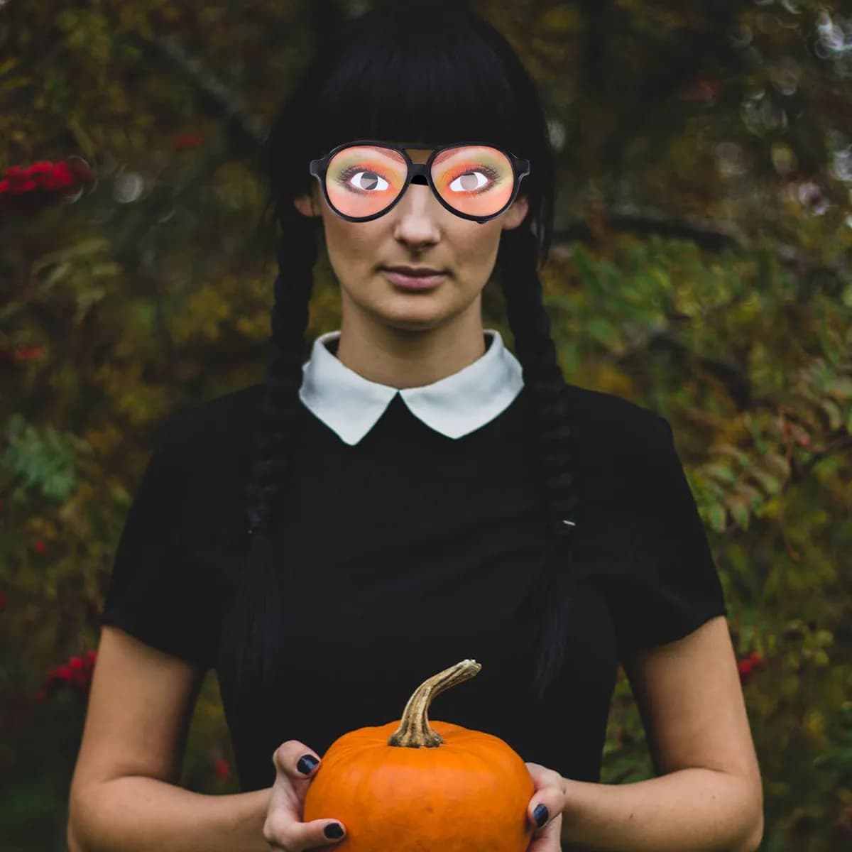 12 Occhiali da Festa di Halloween, Occhiali Divertenti con Montatura in Plastica, Sopracciglia e Ciglia Blu, Accessori per Scherzi