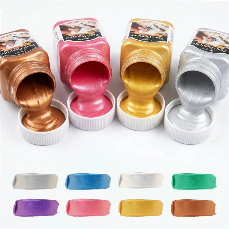 8-color 70ml Set Metal Gloss Pigment Waterproof and Non Fading Wall Painting DIY Pearl Metal Pigment Waterproof Acrylic Paint