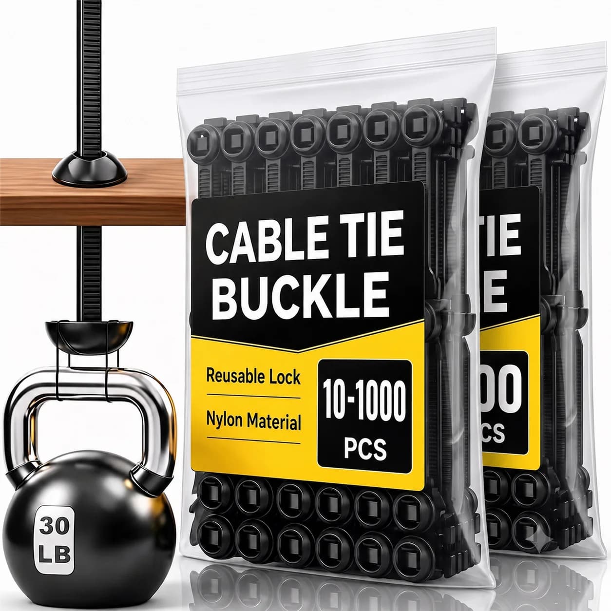 10-1000pcs Universal Nylon Cable Tie Buckle Heavy Duty Zip Ties with Pin Button Car Daily Repair Fastening Strap