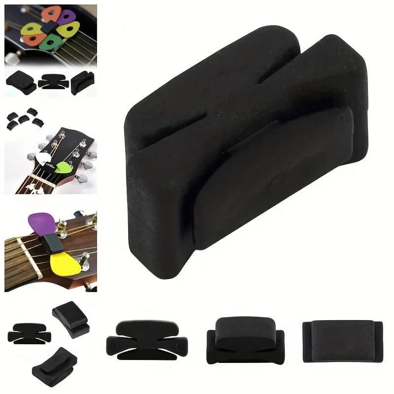 Set di 3 Portaplettro in Silicone, Supporto per Plettro da Montare sulla Paletta per Chitarra e Basso – Portaplettro Sicuro e Resistente