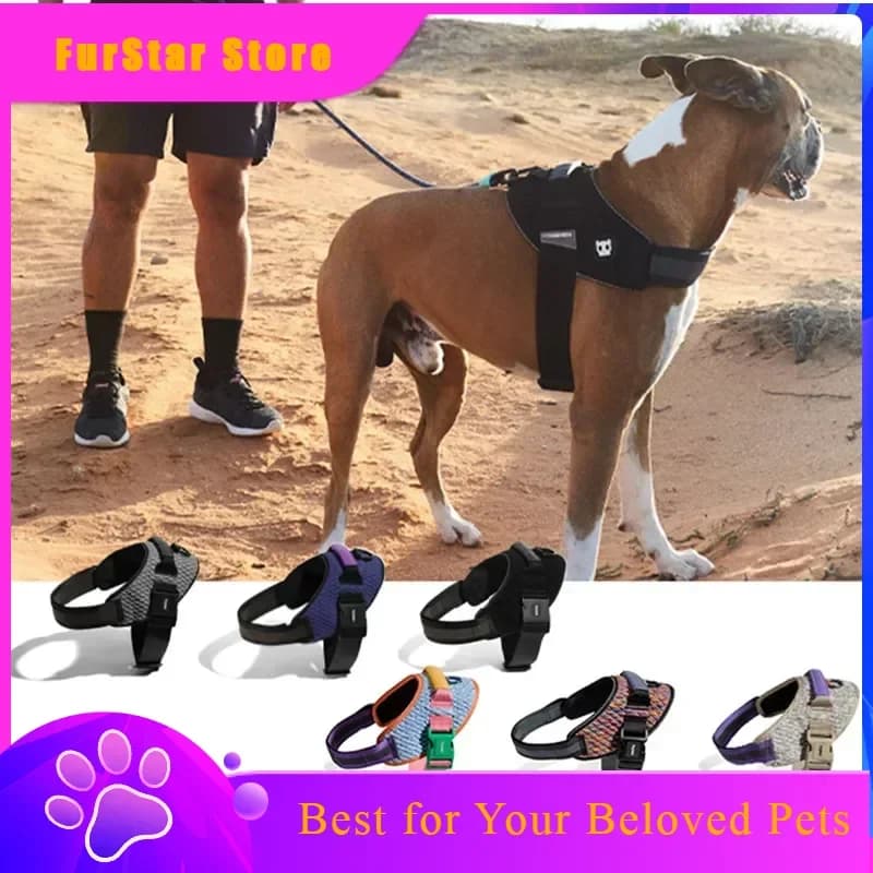FurStarSmall-large Dog Harness Strong Durable Fly Woven Fabric Explosion Proof Harnesses Dogs Accessories Pet Supplies Arnes Per