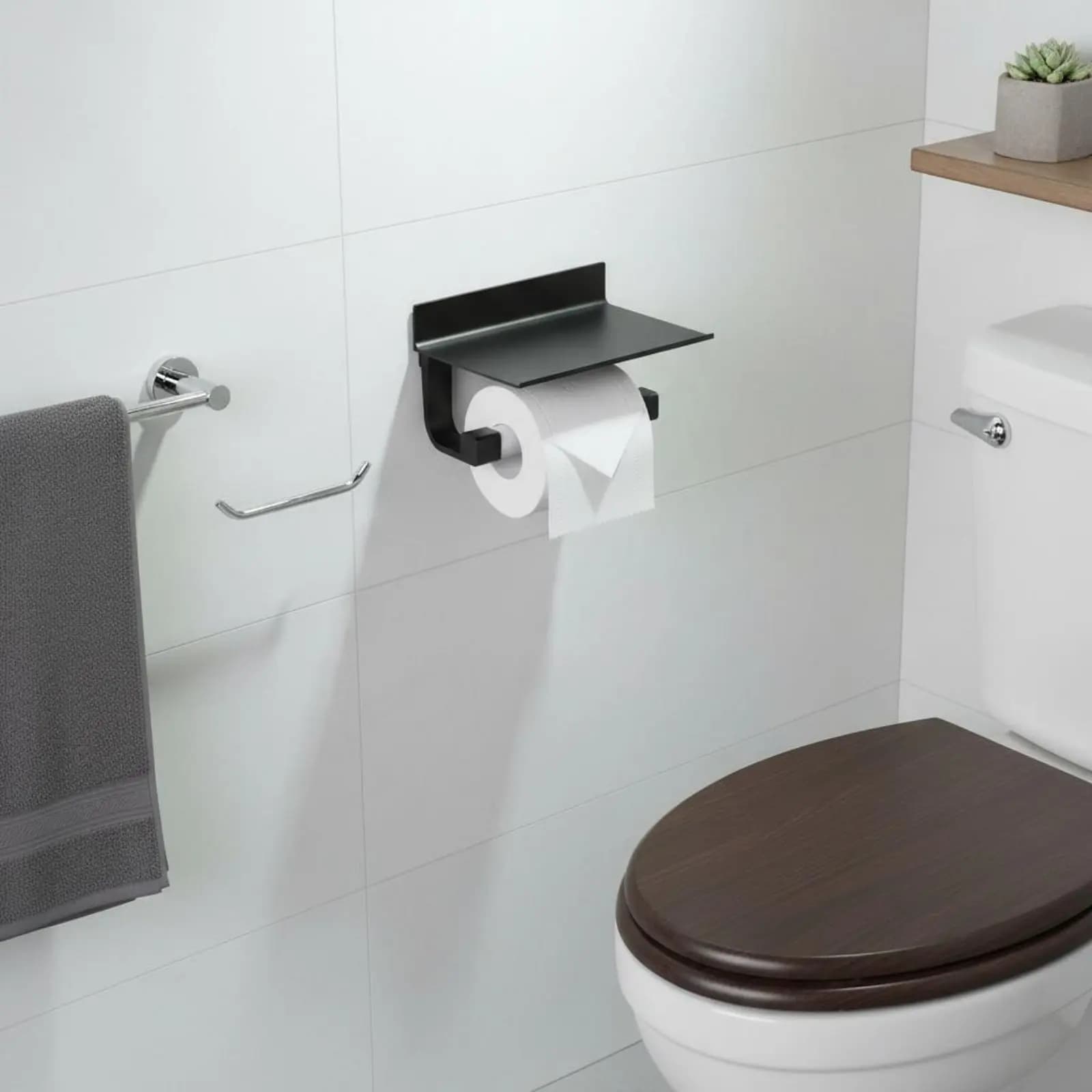 No Drill Toilet Roll Holder Easy Install Wall Mounted Toilet Tissue Holder Roll Tissue Rack Space Saving