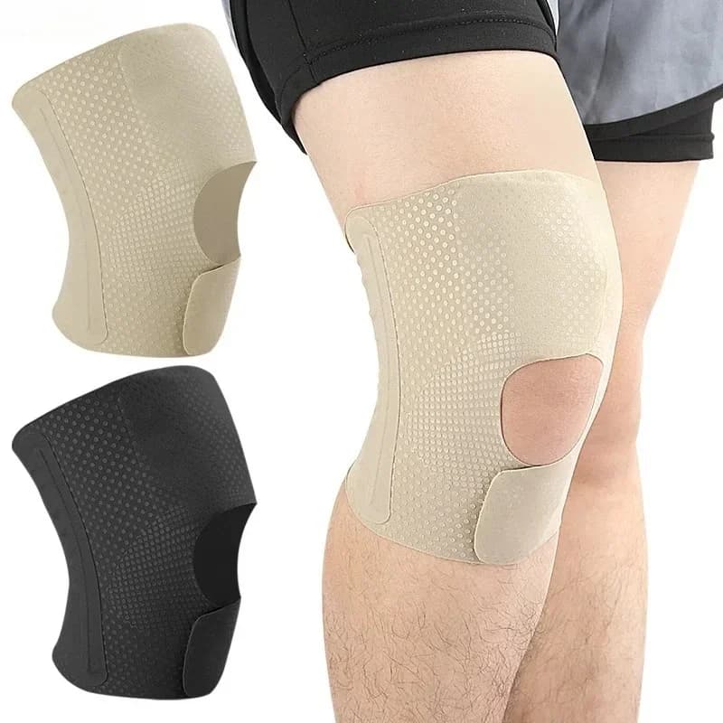Ginocchiera 1 pezzo, supporto per manica di compressione con stabilizzatori laterali, uomo donna, supporto leggero e traspirante per il recupero da infortuni