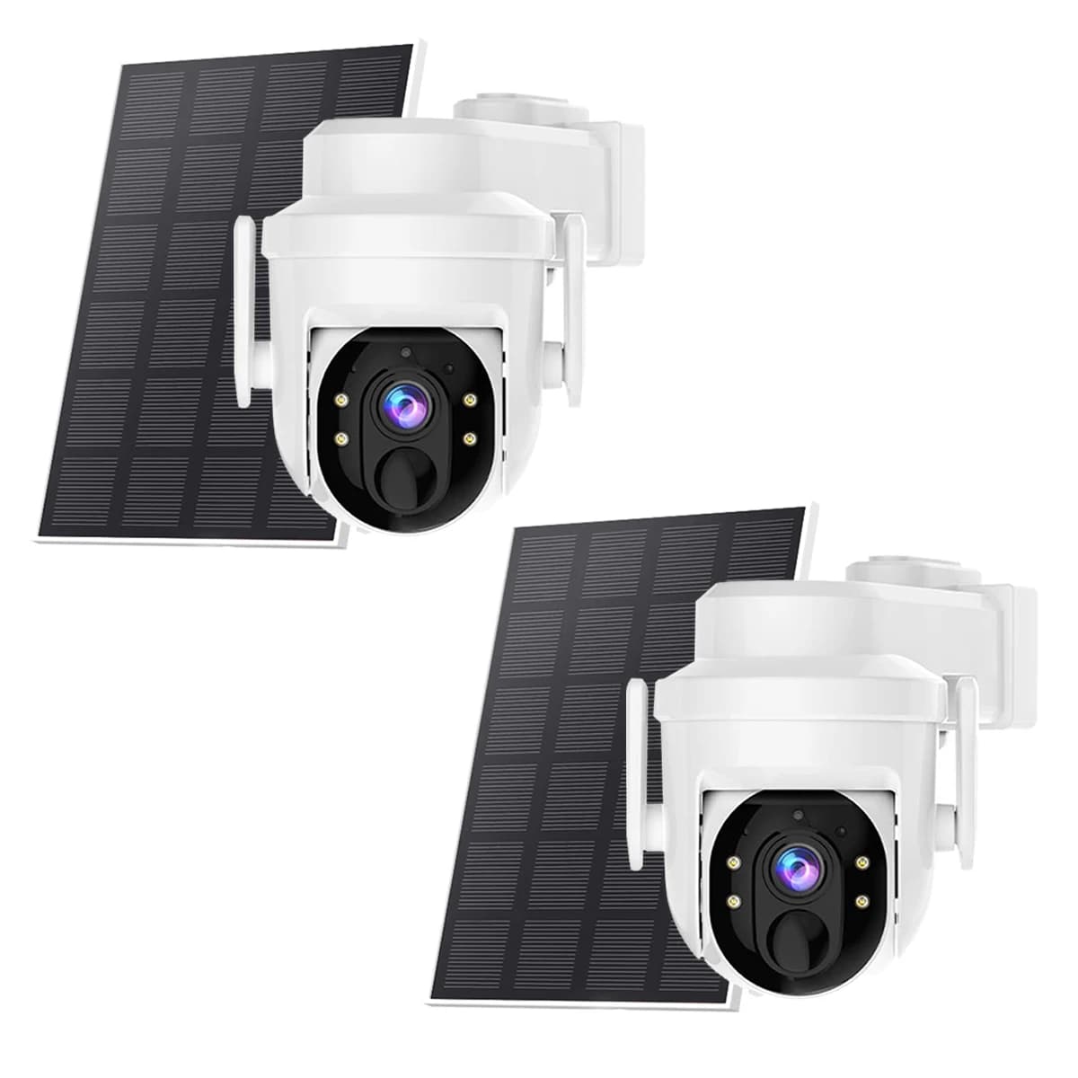 Telecamera di Sicurezza Solare 2K Pan/Tilt Wireless da Esterno a Batteria con Allarme PIR, Archiviazione SD e Cloud, Audio Bidirezionale
