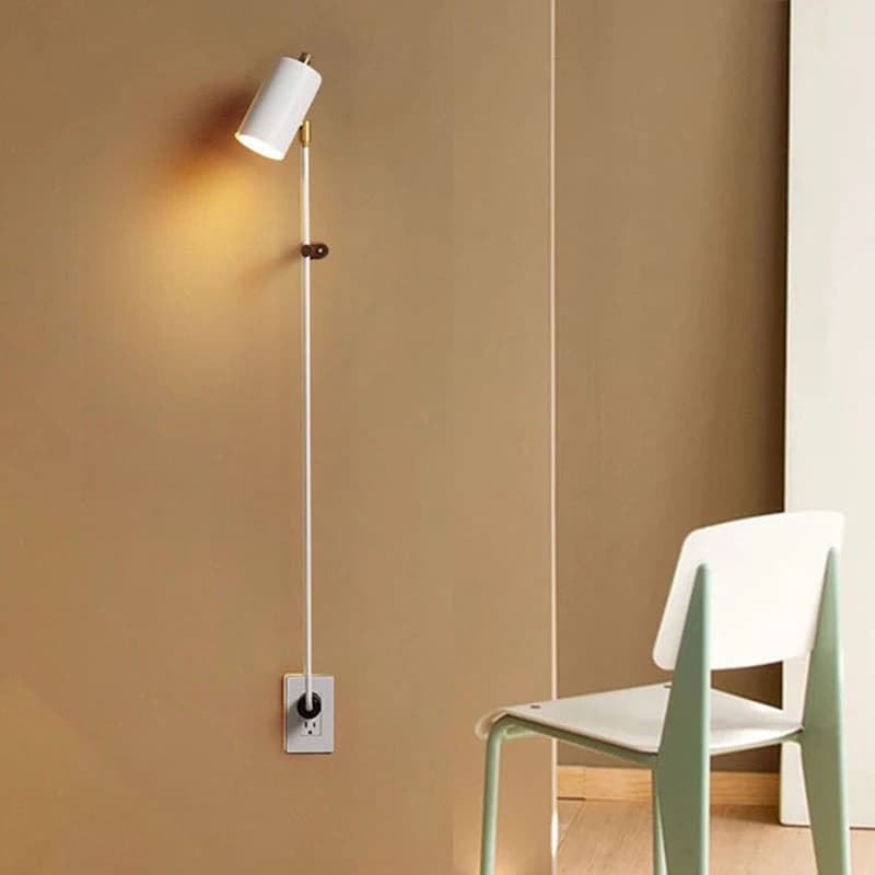 Con lampada da parete a spina Lampada da specchio nordica semplice a palo lungo per soggiorno, camera da letto, comodino, bagno, lampada da parete a LED E27