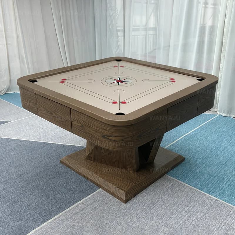 WANYAJU Modern Mahjong Table Functional Carom Chess Table Home Use Tile Sorting Masters Mahjong Solid Oak Wood Walnut Finish
