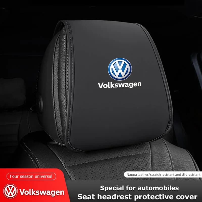 2 pieces leather car seat headrest protective covers accessories for VW GTI R Line Golf 6 Passat CC Polo Tiguan Arteon Touareg Caddy