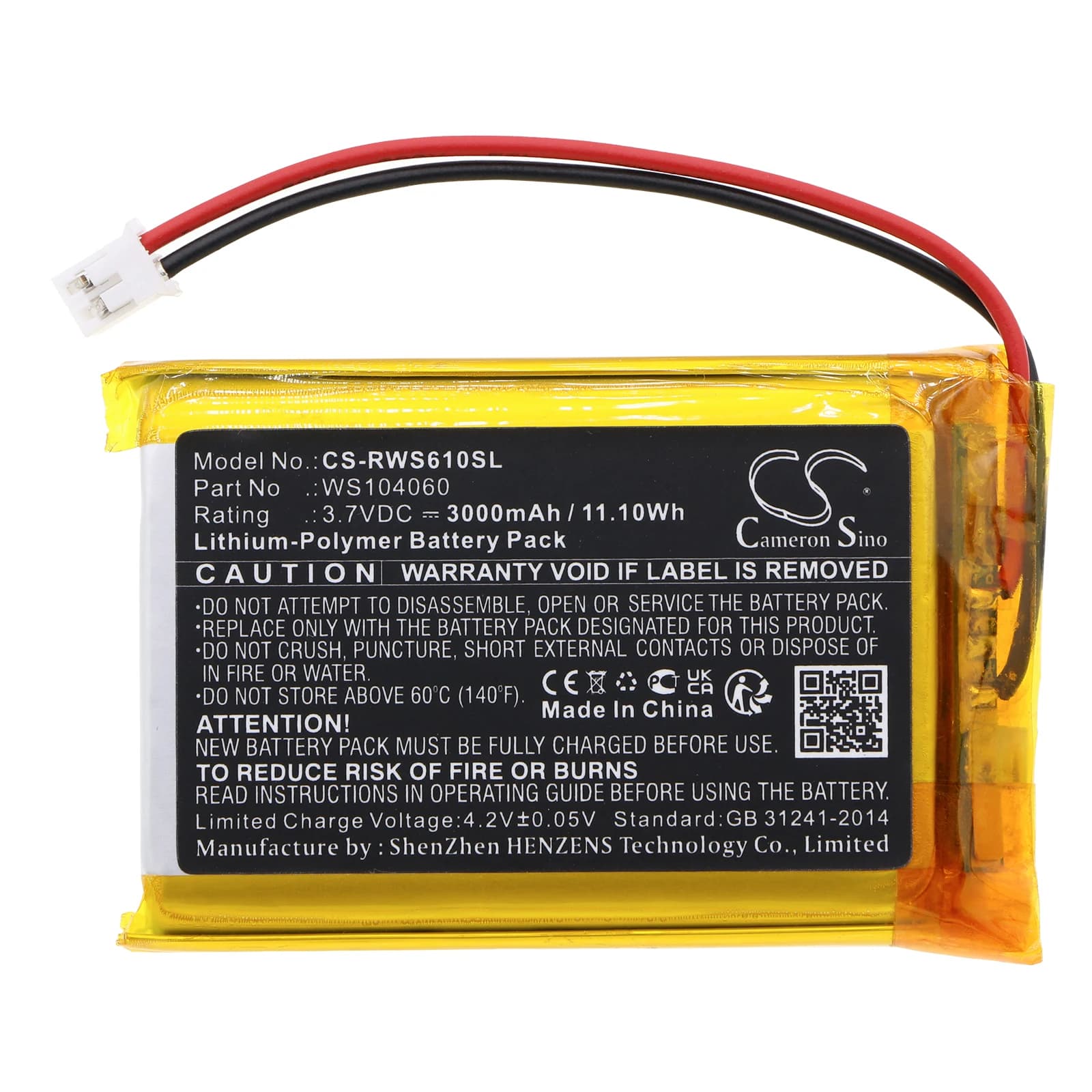 Batteria di Ricambio CS per Raspberry Pi, Raspberry Pi B, Raspberry Pi A+, Raspberry Pi B+ PN:WS104060 3000mAh / 11.1Wh