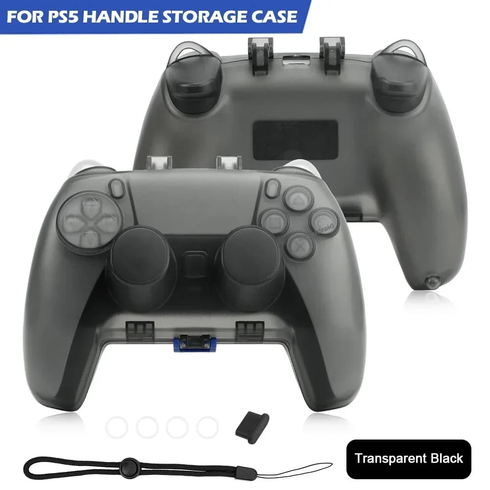 Custodia protettiva trasparente per controller PS5, scatola portaoggetti con porta di ricarica, accessori da gioco