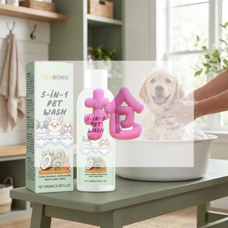 Yegbong Shampoo 5-in-1 per Animali Domestici con Estratti Vegetali Nutriente Anti-Groviglio Facile da Risciacquare per Cani e Gatti