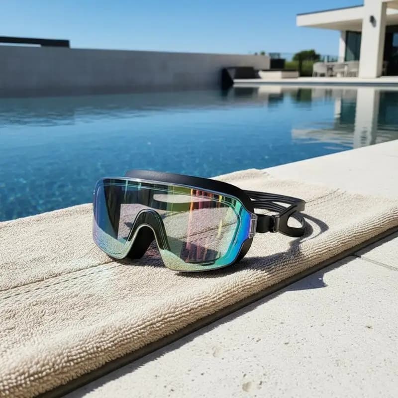 Occhiali da nuoto per adulti, lenti colorate sfumate, antiappannamento, design con montatura grande, occhiali da nuoto per adulti, adolescenti, uomini e donne