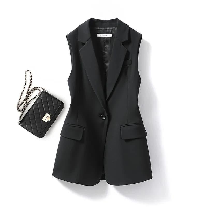 New Black Suit Vest Women's Jacket Women's Vest 2026 Summer New Versatile Sweatshirt Collar Suit Jacket Trendy Commuting Vest