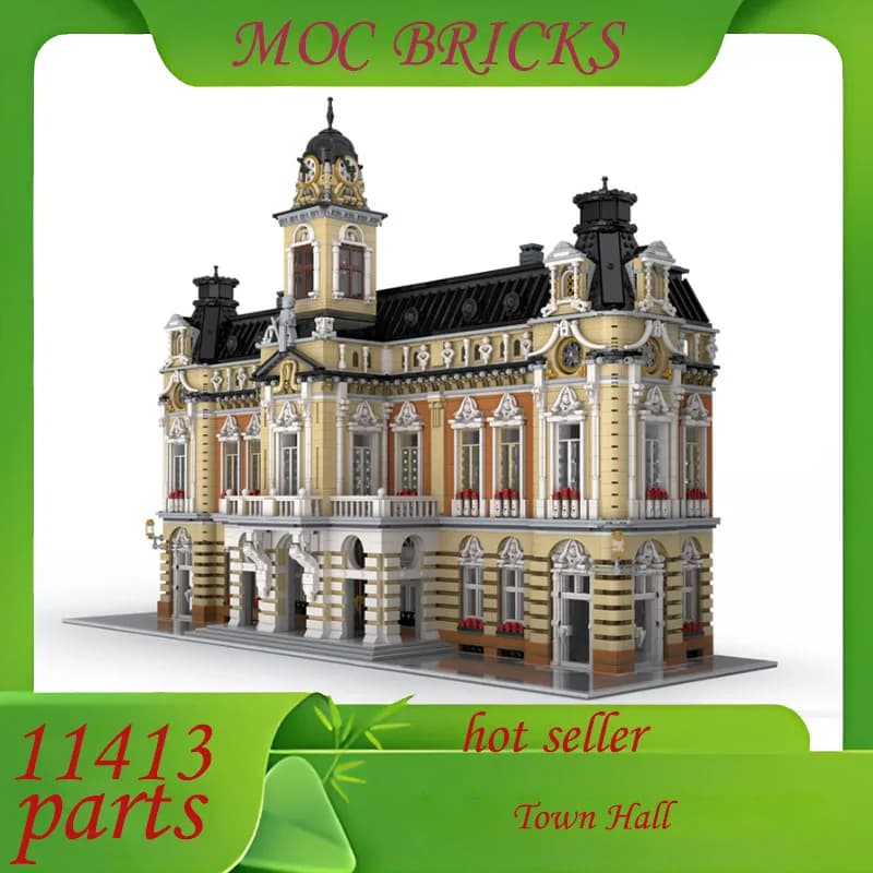 Personalizza 14705PCS Classici Town Hall MOC Puzzle Creativo StreetView Architettura Modello tecnico Compleanno Assemblaggio Giocattolo Regali
