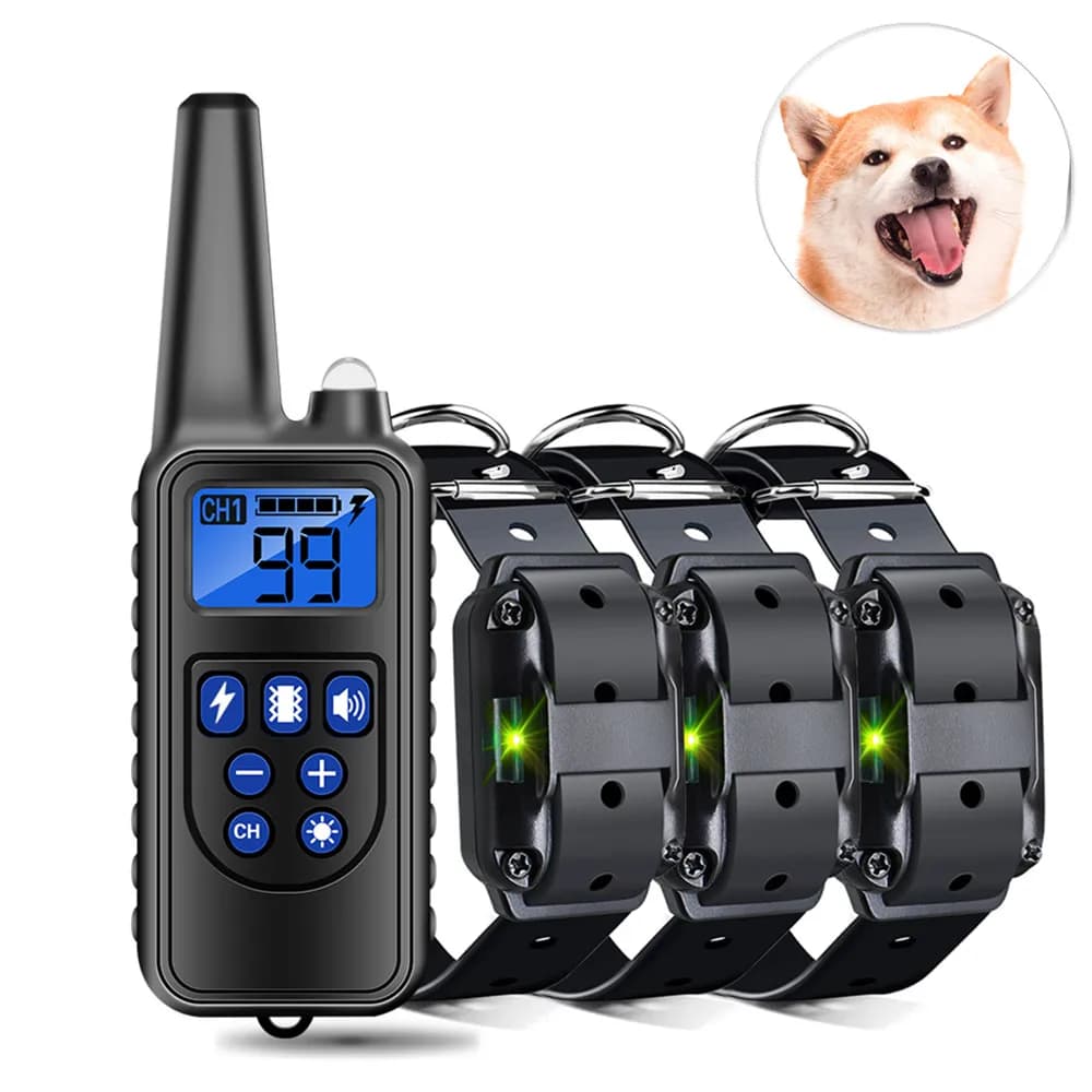 Collare di addestramento per cani da 800 m IP7 impermeabile ricaricabile con display LCD per suoni di vibrazione di tutte le dimensioni