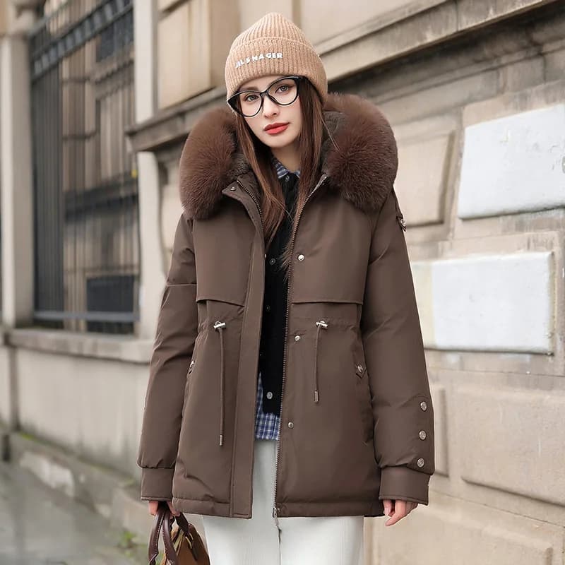 2025 Streetwear Winter Parkas Women's Fleece Velvet Jackets Windproof Warm Thicken Outerwear Loose Big Fur Collar Hooded Coats