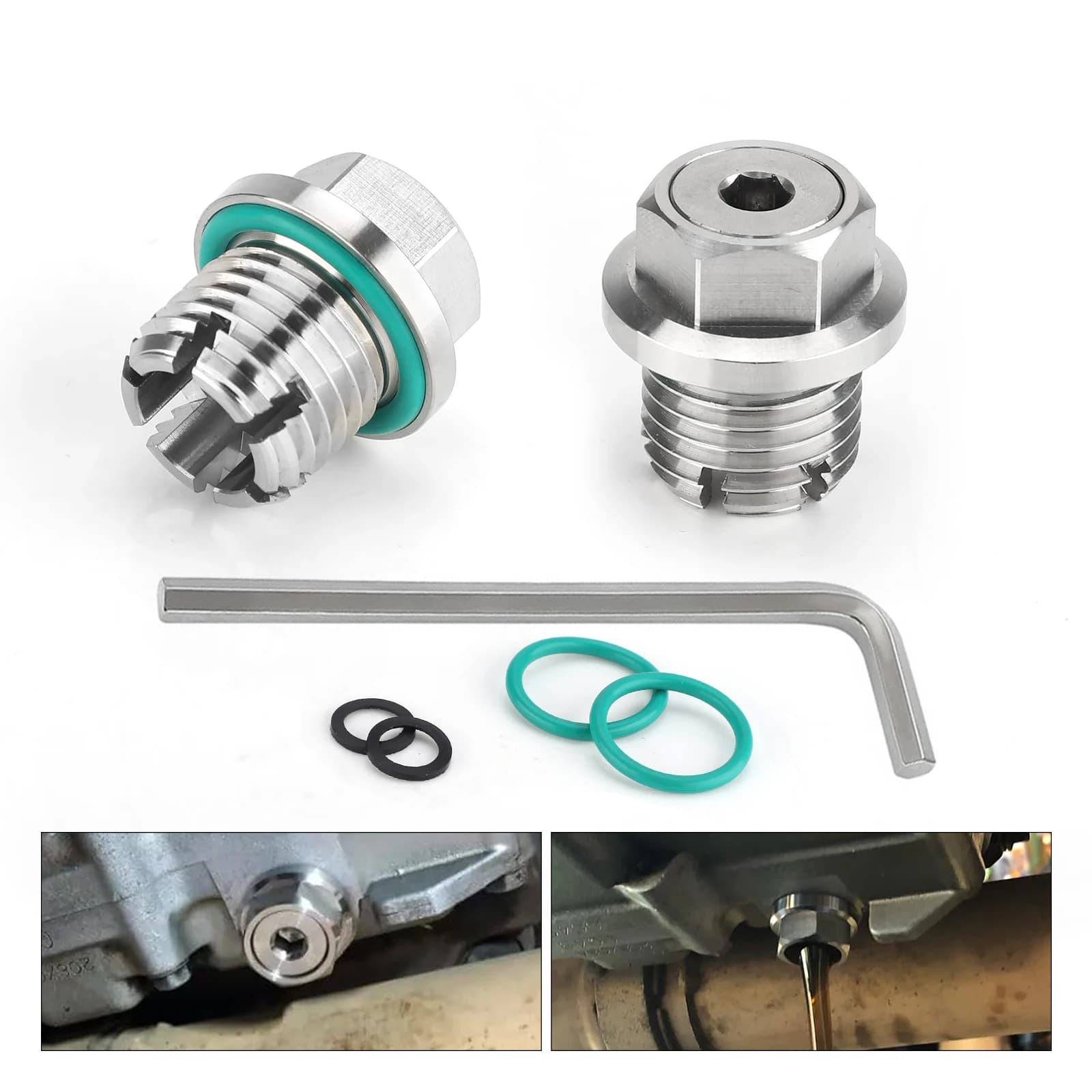 M12.1-1.25/1.5/1.75x 15mm Oil Drain Plug Oversize Piggyback Stainless Steel Self Tapping Oil Pan Thread Repair Kit with O-Ring
