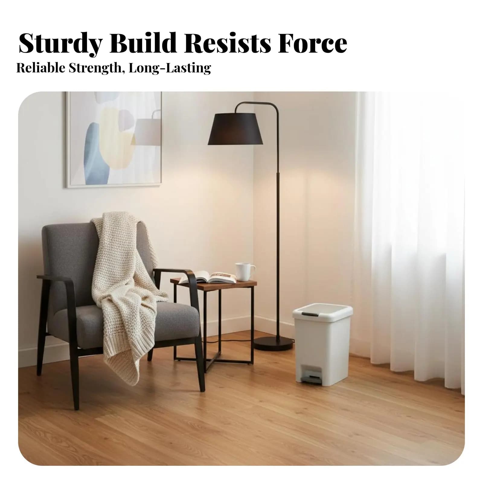 Cestino con Pedale dal Design Moderno e Minimalista, Contenitore per Rifiuti con Coperchio, Facile da Pulire, Controllo degli Odori