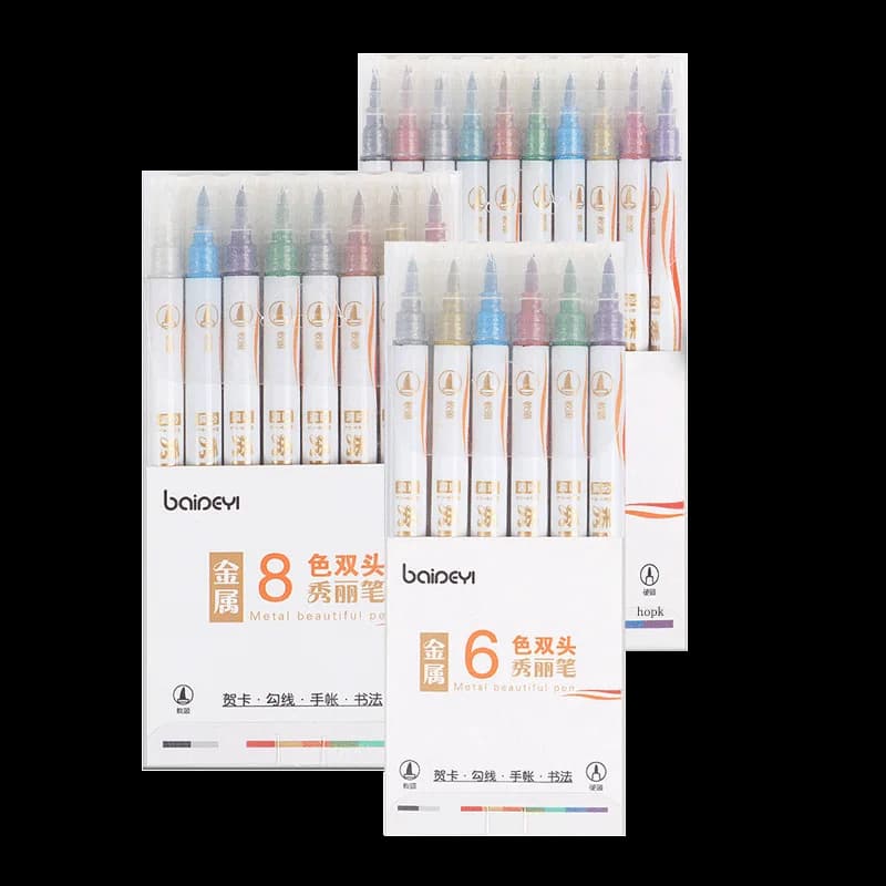 3/10 Colors Metallic Calligraphy Brush Marker Pens set Painting Pen for Mug Design Card Making Brush Lettering DIY Photo Album