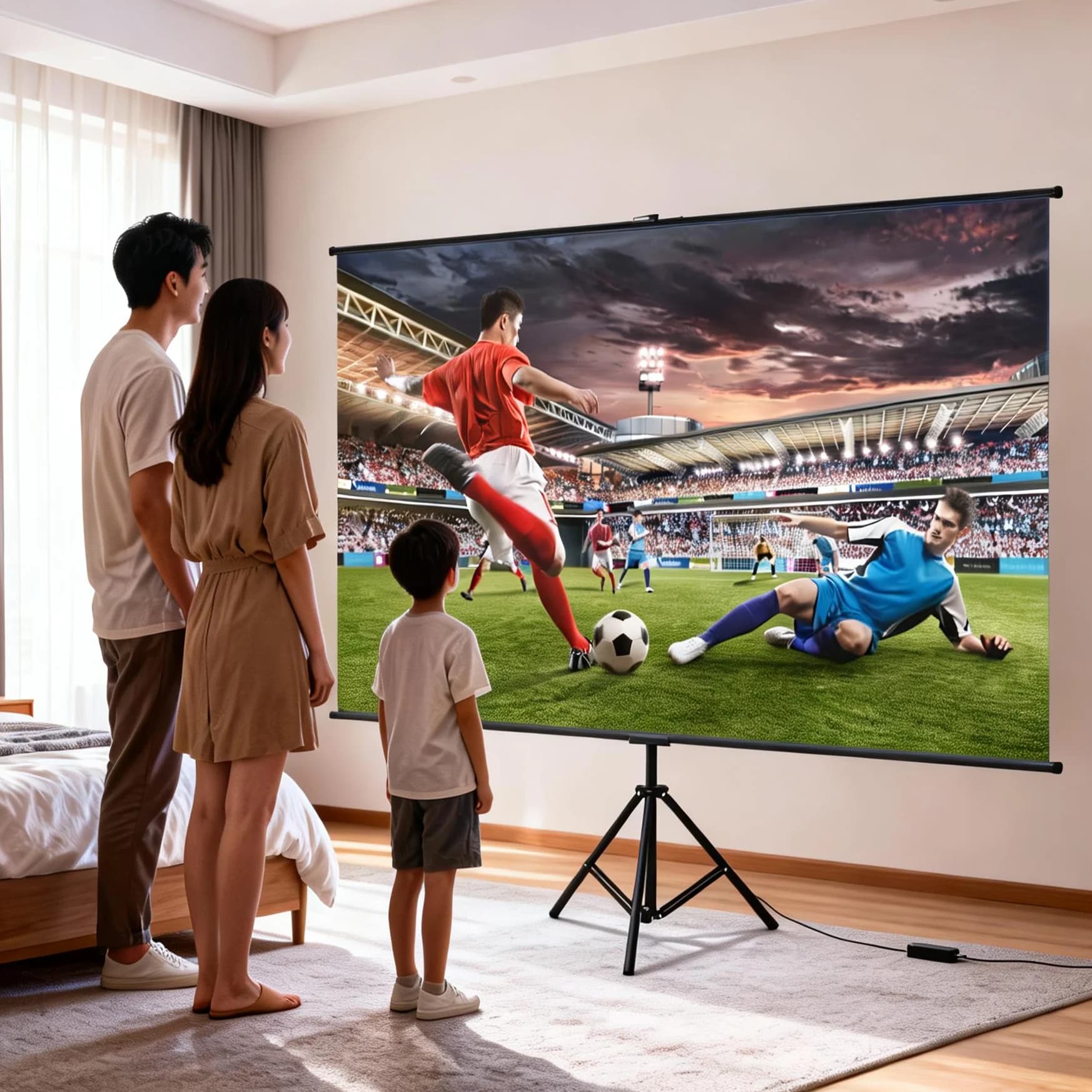 Schermo per proiettore XIAOHUI con supporto singolo - 4K HD 16:9 per uso interno, ideale per teatro/ufficio/feste in giardino