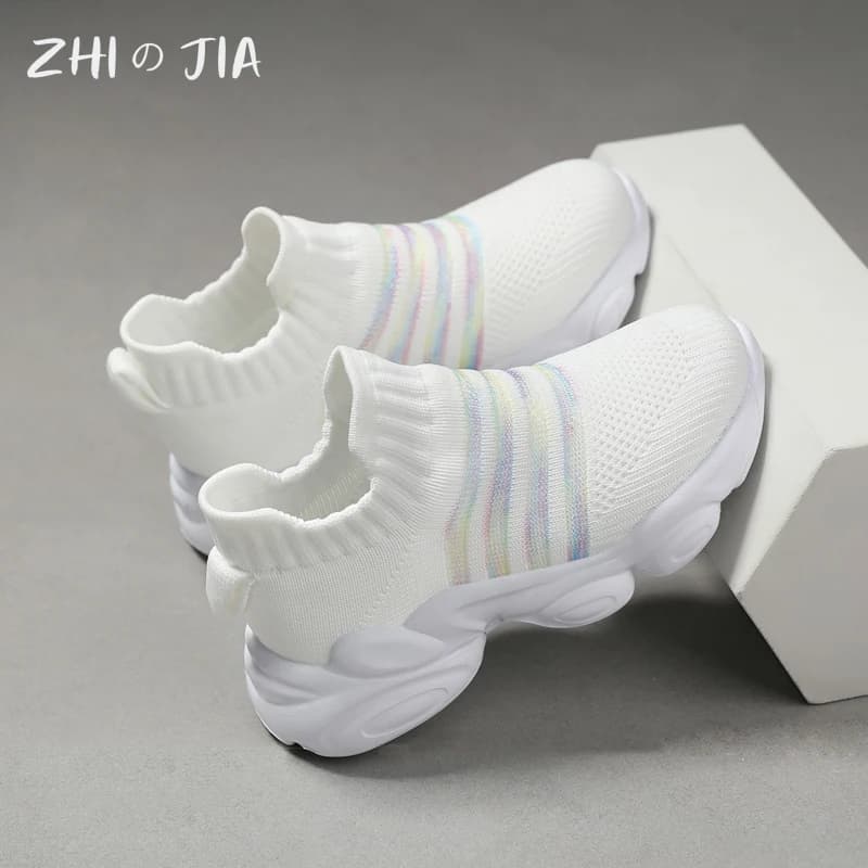 Scarpe da ginnastica slip-on per bambini, scarpe sportive casual in rete, scarpe da corsa leggere e comode per adolescenti 27-40