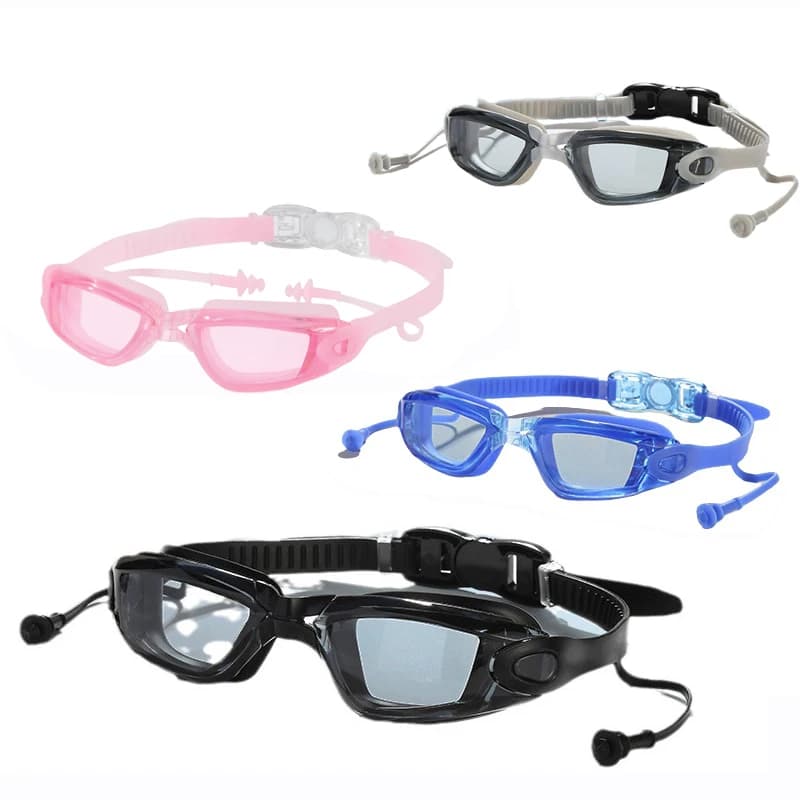 Professional Swimwear with Siamese Ear Caps UV Shield HD Anti-fog Water Sports Glass Silicone Glasses for Pool