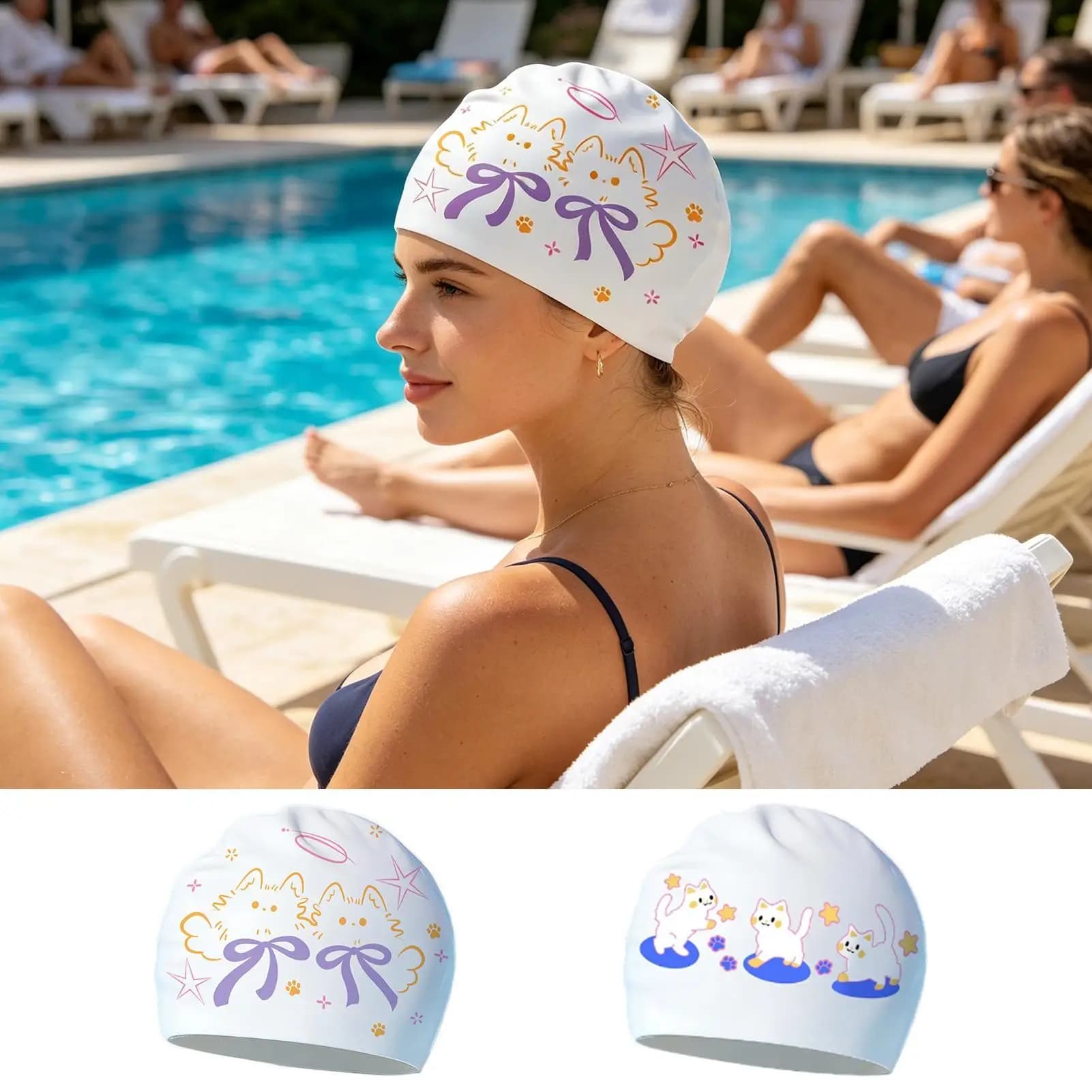 Silicone Swimming Cap Women's swim cap Swimming Hat High Elasticity Silicone Headgear Swim Hat Adults Swim Pool Hat Diving Hat