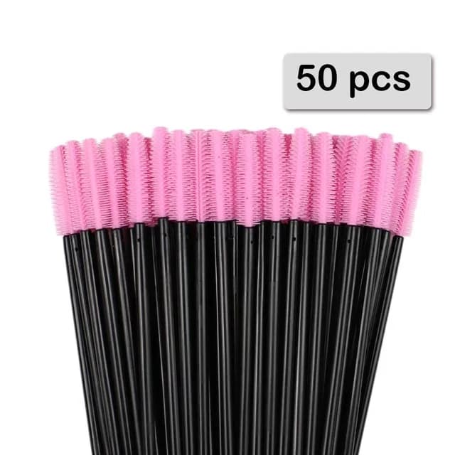Beauty makeup brushes for women, eyelash extension tools, 50 pieces, silicone applicators for mascara, disposable brushes for eyelashes.