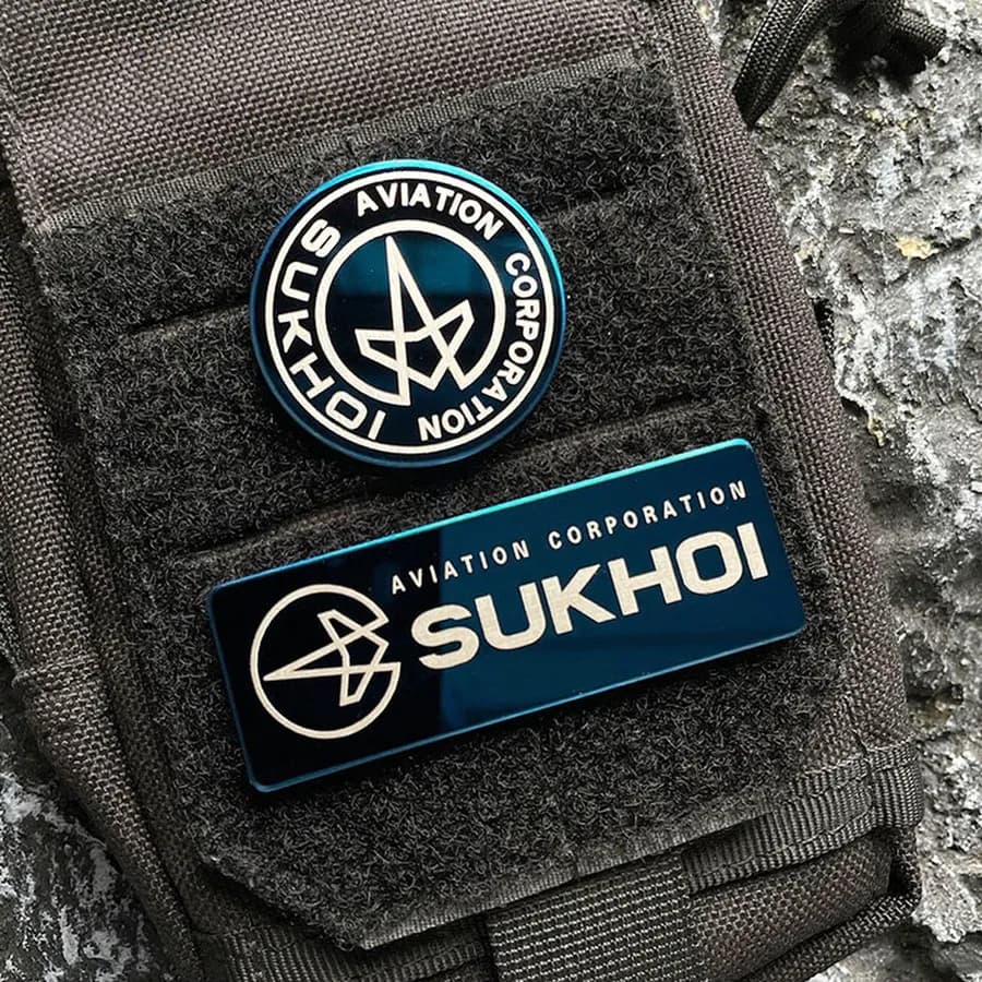 Sukhoi Distintivo tattico in metallo con toppa ricamata aerosol per borsa per abbigliamento Decorazione fai da te