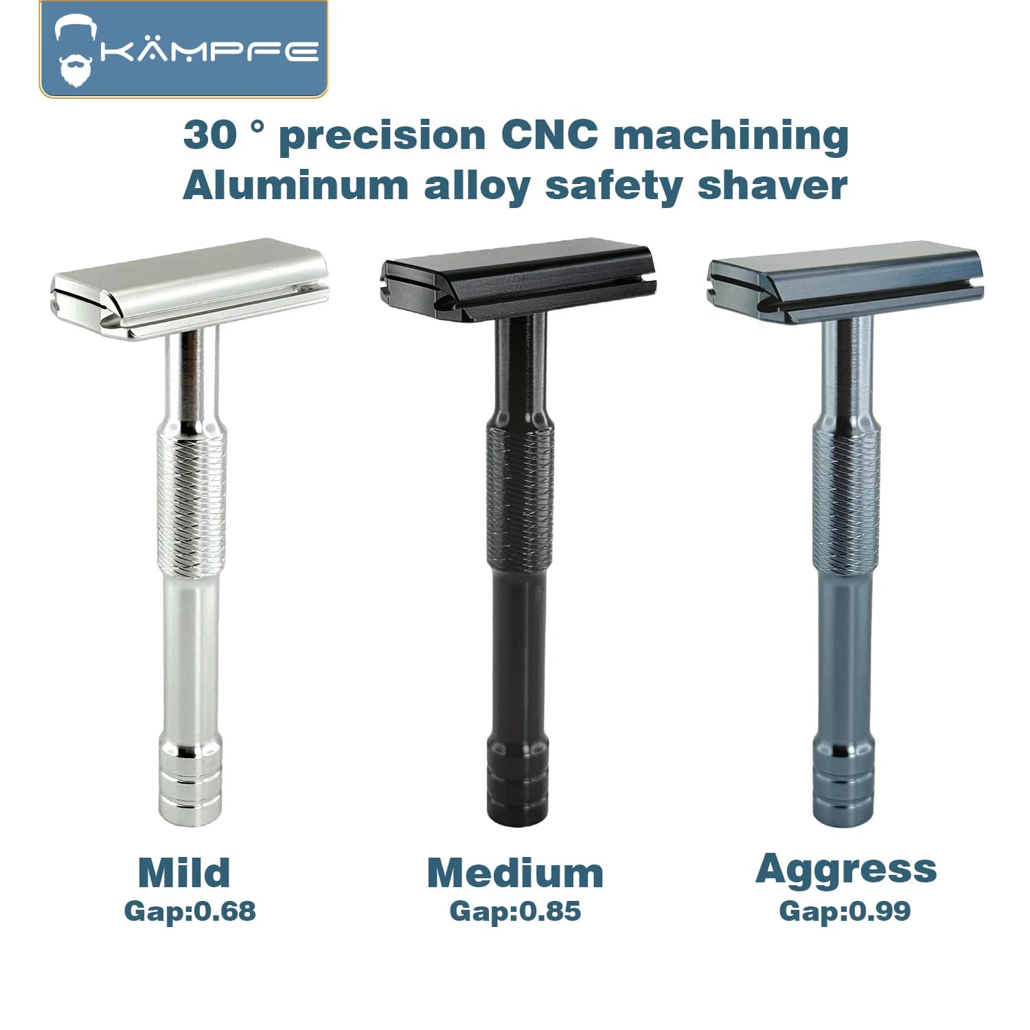 KAMPFE CNC manual safety shaver double blade, classic, for delicate shaving, for men and women, gift idea
