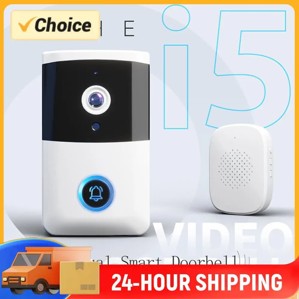 Campanello Video WiFi Wireless con Visione Notturna IR, Audio Bidirezionale, Sistema Smart per Casa
