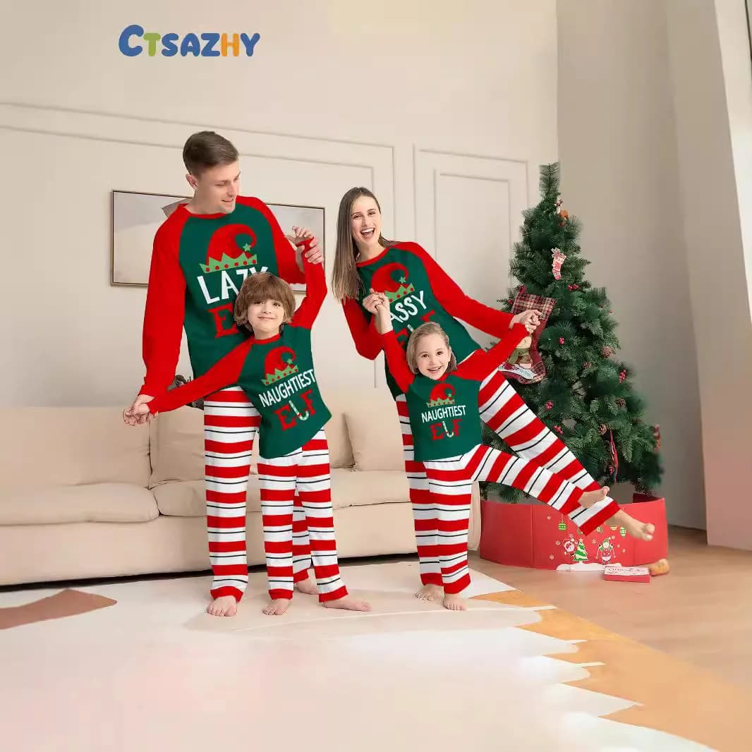Nuovi vestiti natalizi genitore-figlio per il 2025, regali di Capodanno per foto di famiglia, set pigiami girocollo in cotone e tute per bambini