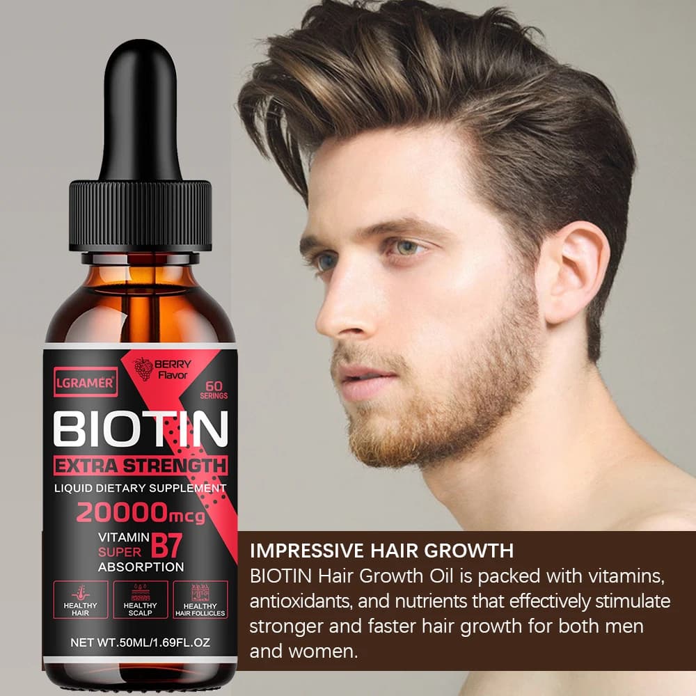 Biotina siero per la crescita dei capelli prodotti anticaduta crescita rapida prevenire l'effetto crespo secco trattamento di riparazione danneggiato Spray per la cura della barba del cuoio capelluto
