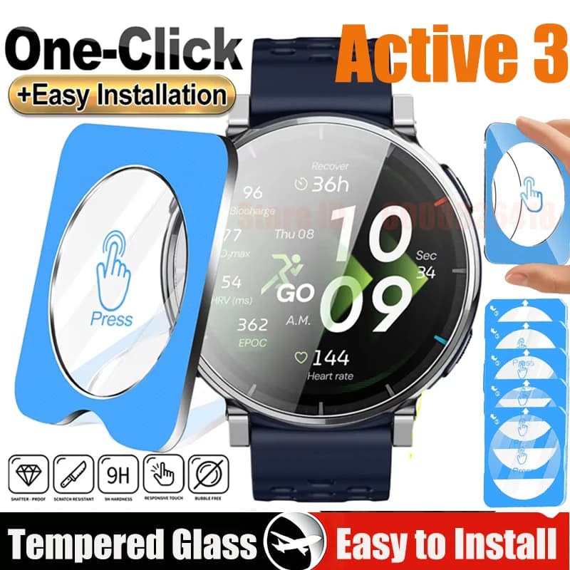 Vetro temperato HD per Amazfit Active 3 Premium Proteggi schermo antigraffio per Amazfit Active 3 Premium Pellicola facile da installare