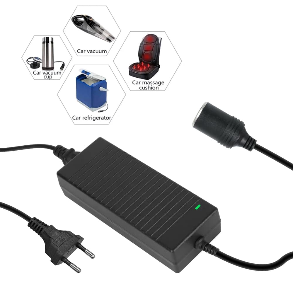 Convertitore accendisigari AC/DC Convert EU US UK Plug 110V/ 220V a 12V 15A Adattatore di alimentazione per pompa di gonfiaggio frigorifero per auto