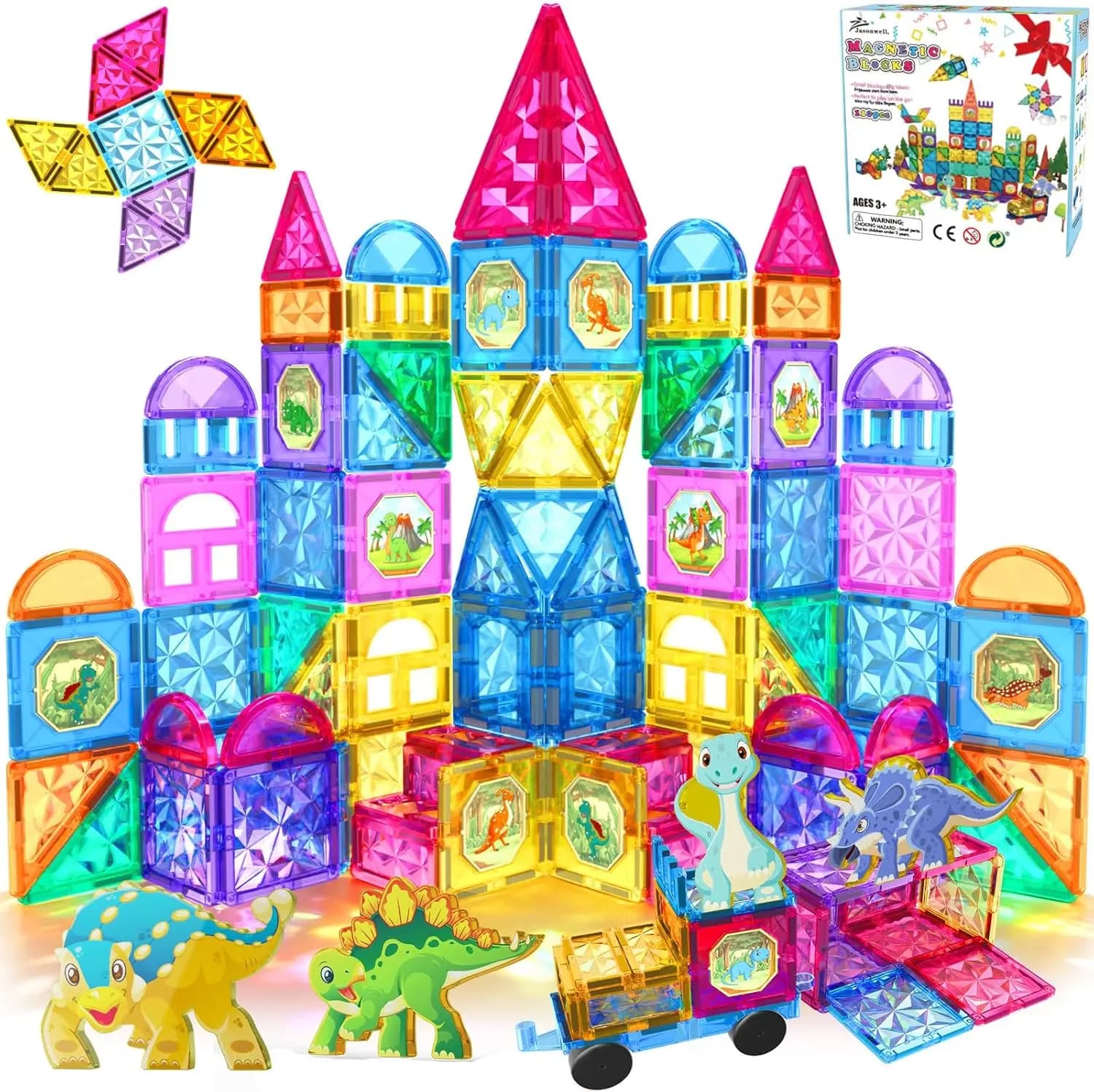 Set di 110 Pezzi di Piastrelle Magnetiche per Bambini, Giocattoli Educativi STEM, Regali di Natale e Compleanno per Ragazzi e Ragazze dai 3 ai 9 Anni