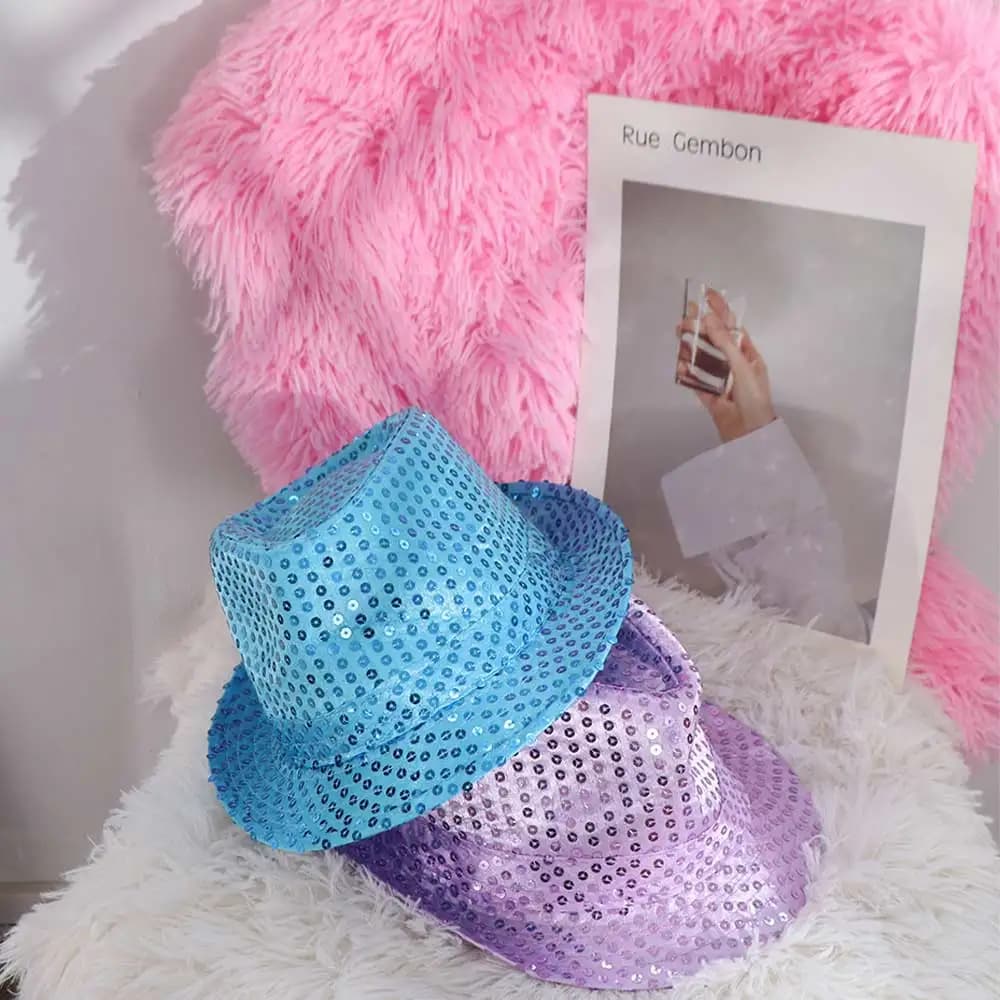 Fashion Sequin Sequins Fedora Hat Shiny Brilliant Dance Jazz Cap Hip Hop 58cm/54cm Glitter Jazz Hat Stage Show