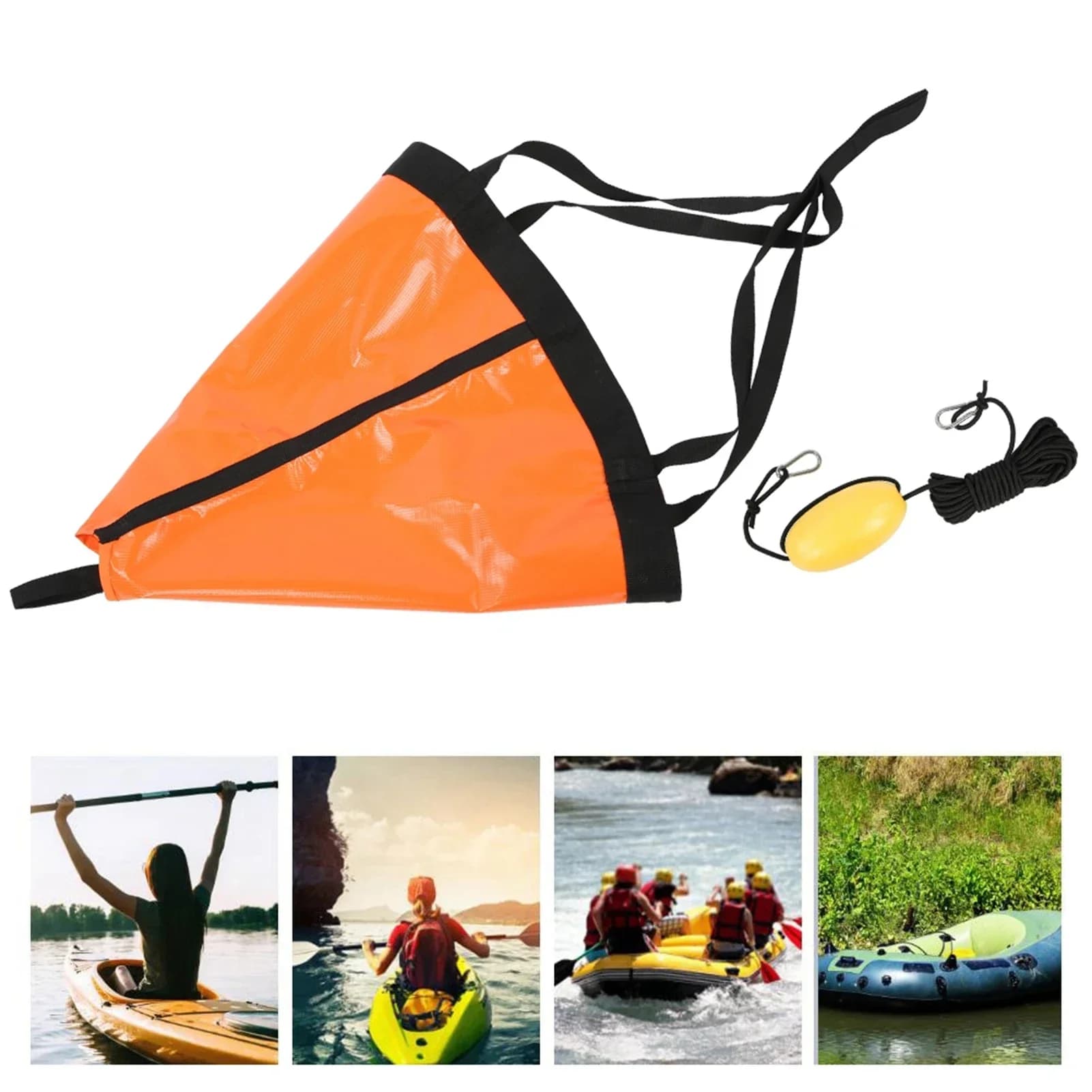 Kit galleggiante per barca arancione in PVC resistente e durevole da 32 pollici Accessorio per ancoraggio alla deriva per canoa, gommone per yacht