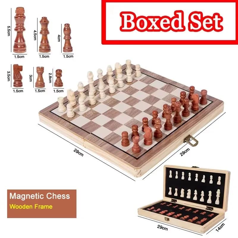 Set di scacchi pieghevoli in legno magnetico per adulti e bambini, tabellone da gioco in feltro, contenitore per interni, regalo per la famiglia, 29cm * 29cm