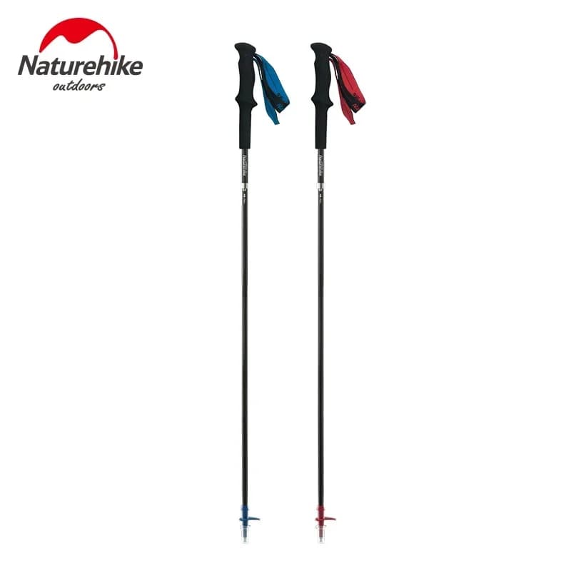 Naturehike-EXT Bastoni da trekking ultraleggeri in fibra di carbonio, 4 sezioni Bastoncini da trekking regolabili pieghevoli Strumento da escursionismo da campeggio