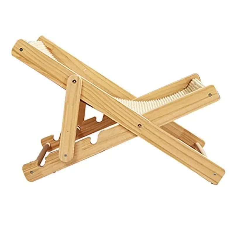 Semme Cat Hammock Bed with Unique Design Breathable Wooden Raised Pet Bed for Indoor Cats and Small Pets (Sisal Style)