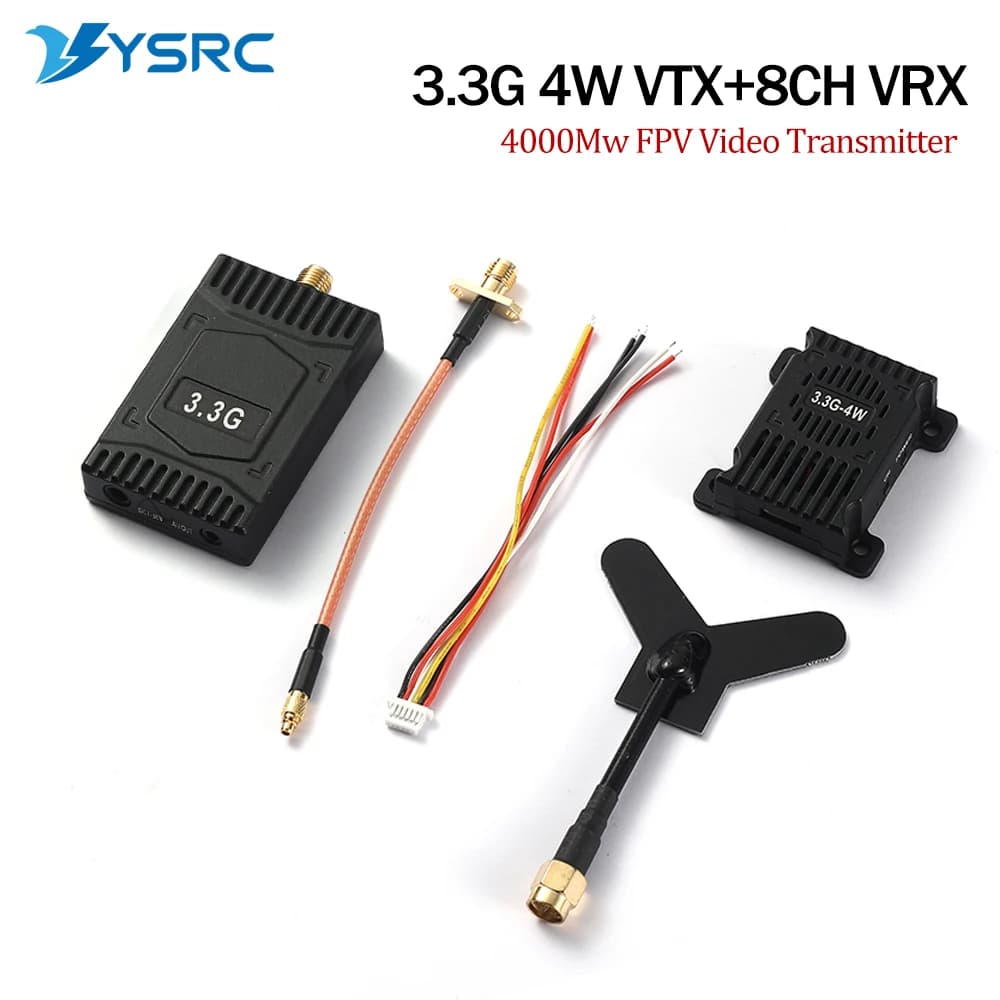 3.3GHz 3.3G 4W FPV Droni Trasmettitore modello 4000mW VTX 3.3G 8CH VRX Kit ricevitore con antenna per FPV Long Rang Racer Drone Parte