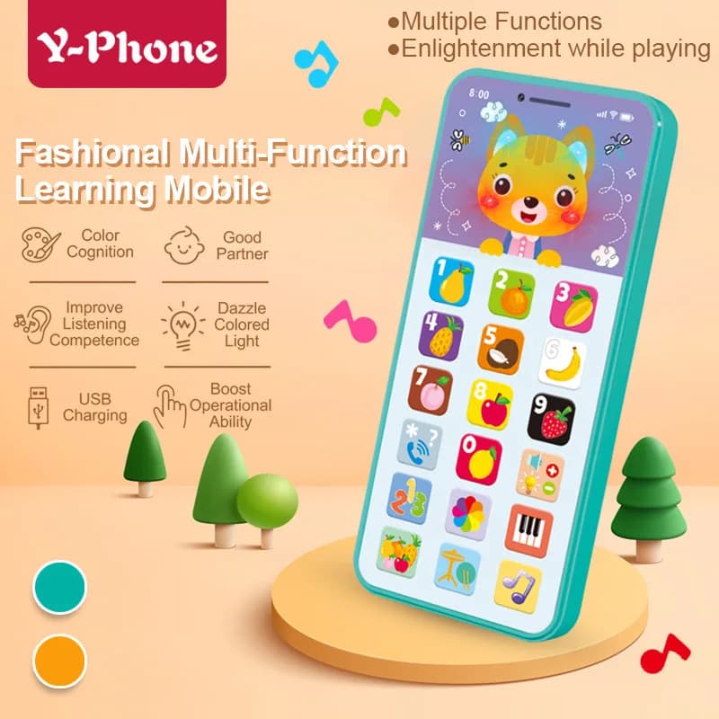 Telefono Giocattolo per Bambini, Simulazione Musicale Educativa, Cellulare per l'Apprendimento dell'Inglese con Luci e Suoni, Giocattolo Vocale Mobile