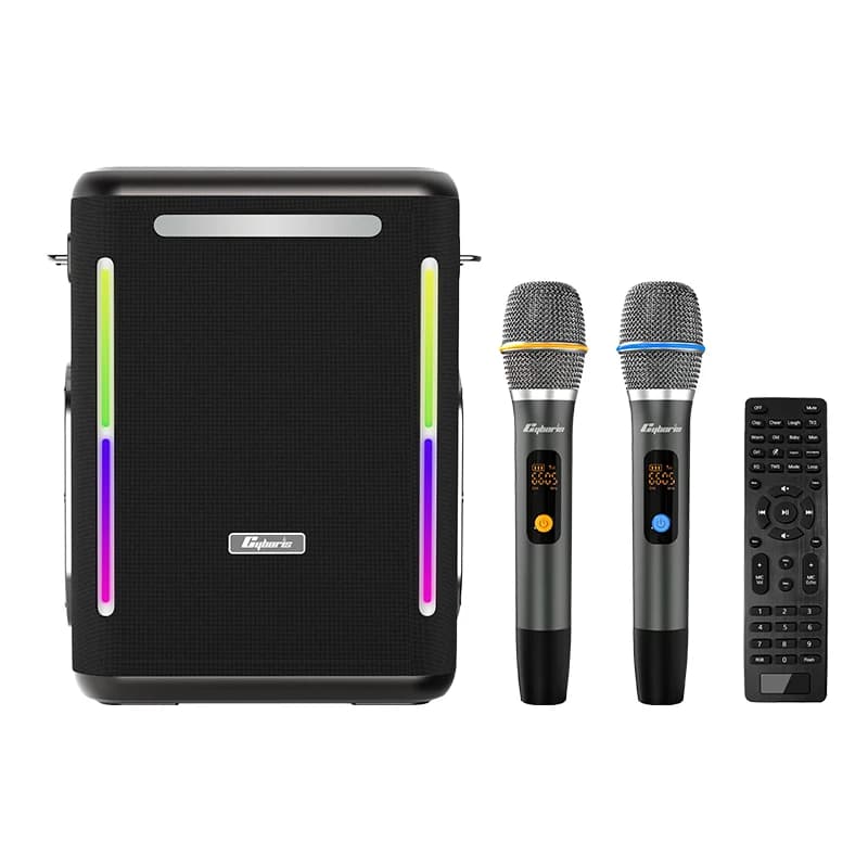 X15, 400W Karaoke Machine PA System with Two Wireless Microphones, Portable Wireless Speaker with Remote Control