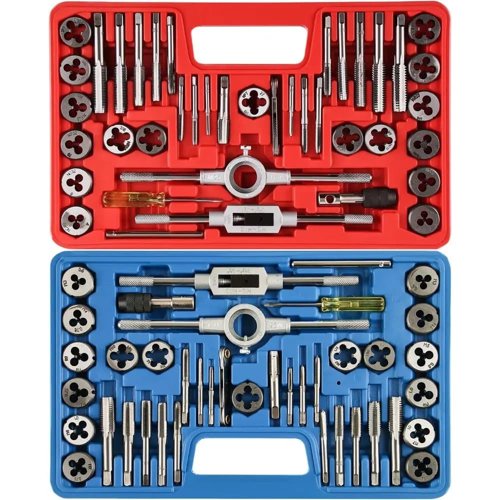 Set di 80 Maschi e Filiere, SAE e Metrico, Strumenti per Riparazione Filettature M3-M12 per Filettature Interne ed Esterne