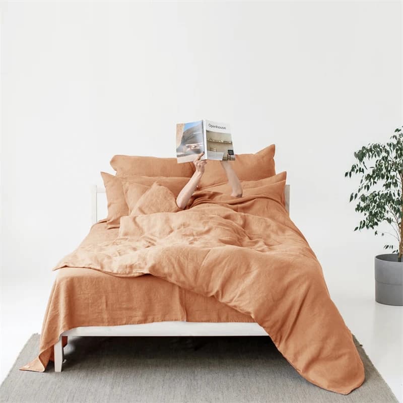 Bed linen Solid bed linen Set linen in pure linen 4 pieces with bed linen Covers Loyalty Bed linen for single pair Single pair Double