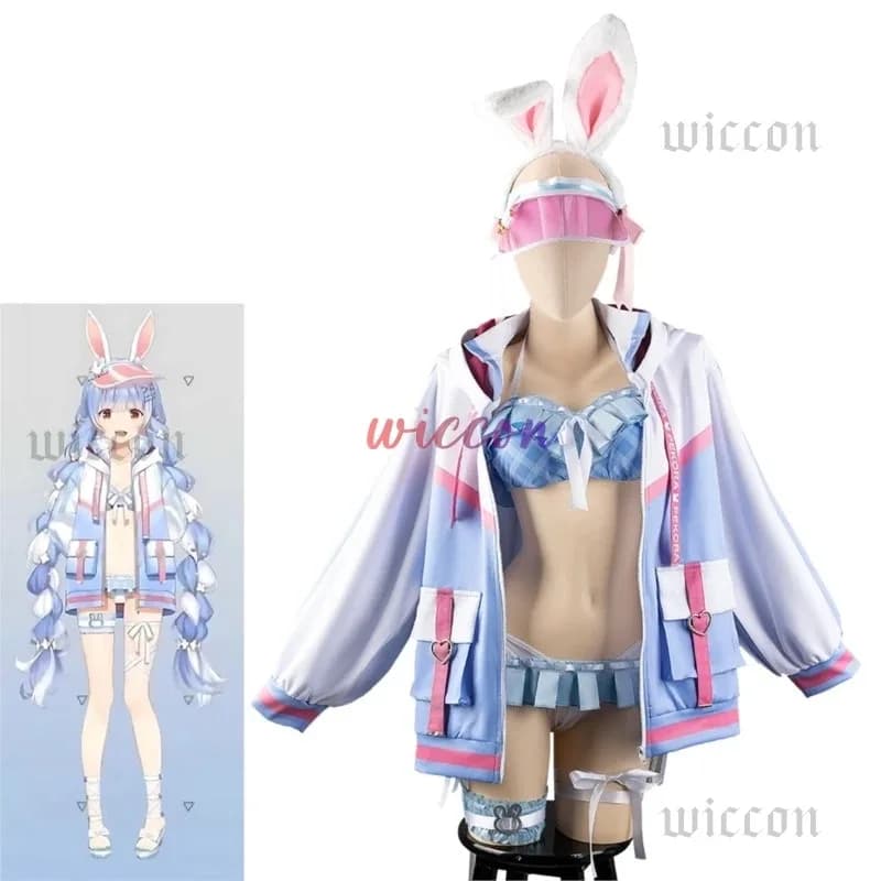 NewVTuber Usada Pekora Costume Costume da bagno Parrucche Fantasia Bunny Girl Costumi Cosplay Vestito di Halloween Tutti i set2025c;5,v'8.d;