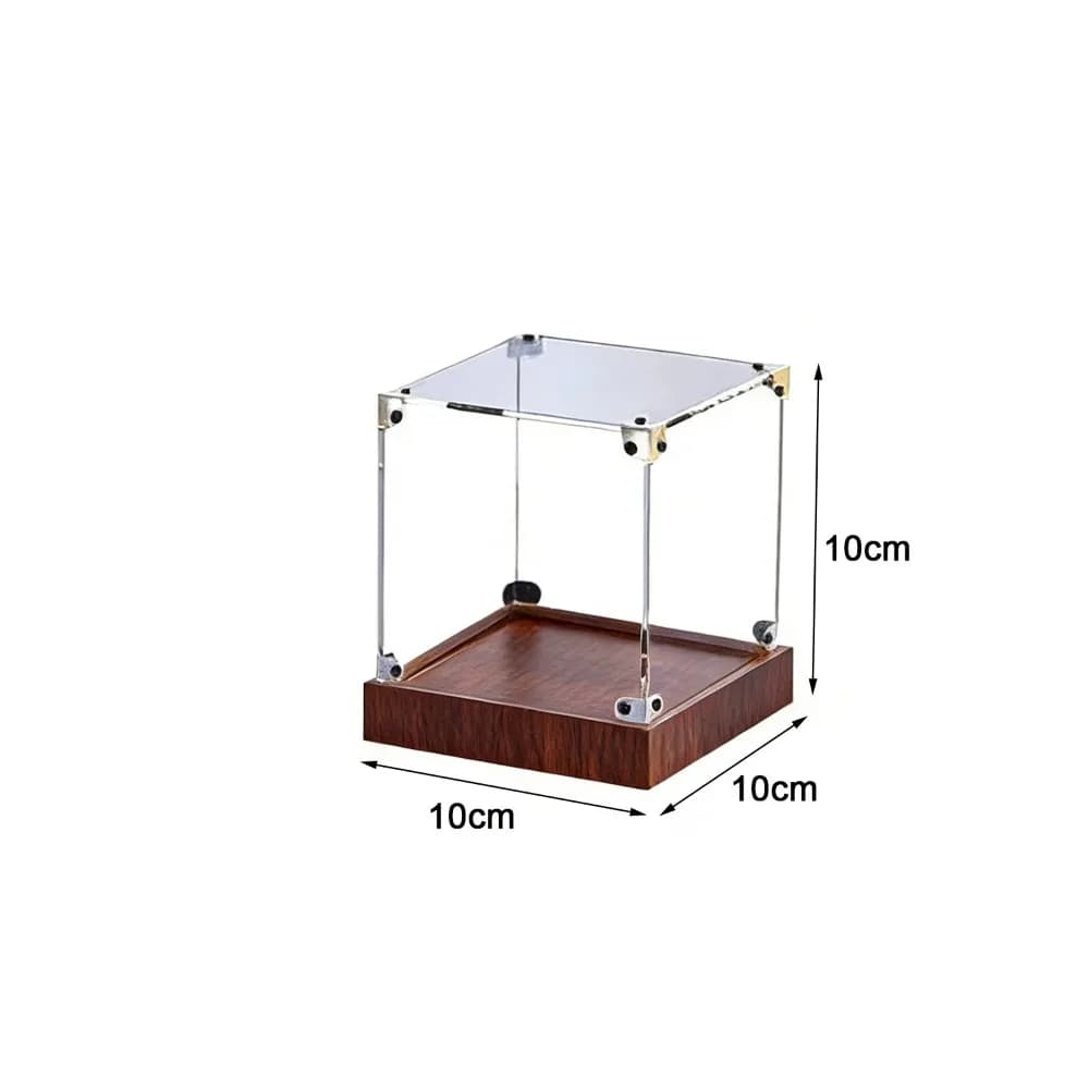 Transparent Acrylic Acrylic Display Case Stackable Design No-glue Assembly Dustproof Cover Wooden Bottom Display Box